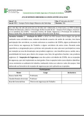 Ata de reunião ordinária 06/2017