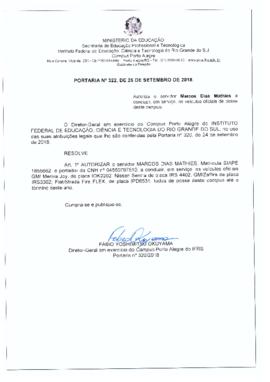 Portaria 322/2018