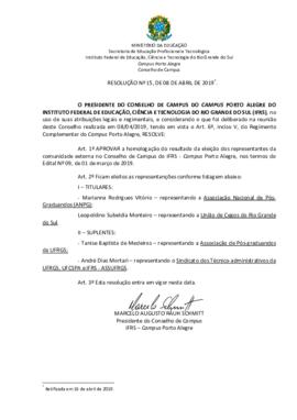 Resolução 15/2019