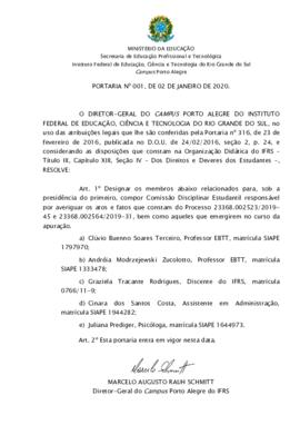 Portaria 001/2020