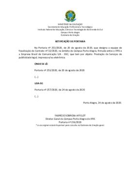 Retificação da Portaria 253/2020