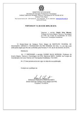 Portaria 113/2018