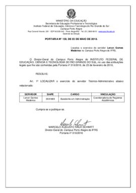 Portaria 139/2018