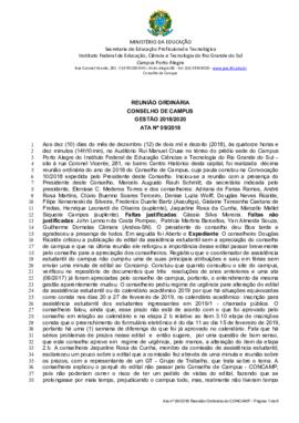 Ata 09/2018 - Reunião Ordinária