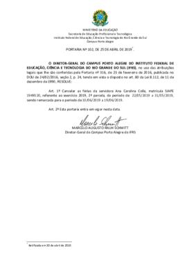 Portaria 102/2019
