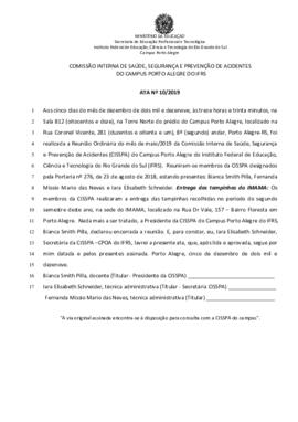 Ata 10/2019 - Reunião Ordinária