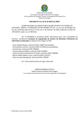 Portaria 111/2020 - revogada