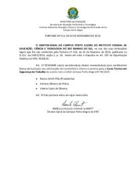 Portaria 313/2019