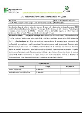 Ata de reunião ordinária 08/2017