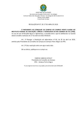 Resolução 007/2020