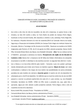 Ata 09/2019 -  Reunião Ordinária