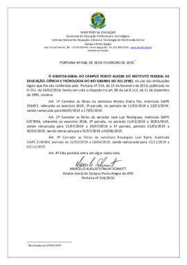 Portaria 048/ 2019