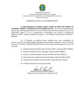 Portaria 274/2019