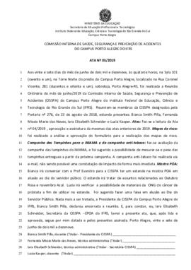 Ata 05/2019 - Reunião Ordinária