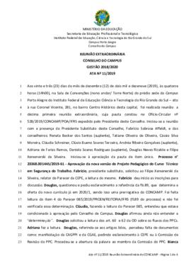 Ata 11/2019 - Reunião Extraordinária