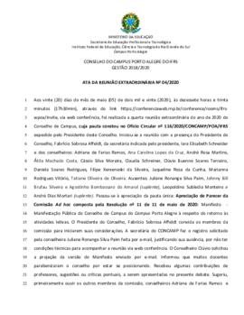 Ata 04/2020 - Reunião Extraordinária