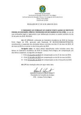 Resolução 27/2019