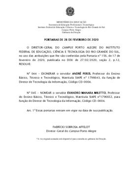 Portarias 44/2020 e 45/2020