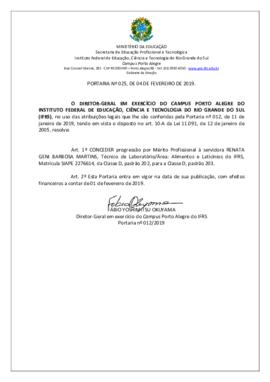 Portaria 025/2019