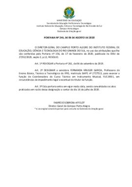 Portaria 245/2020 - revogada