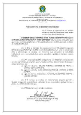 Portaria 041/ 2019