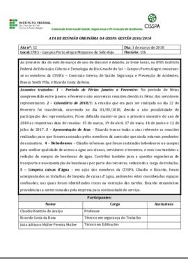 Ata da reunião ordinária 12/2018