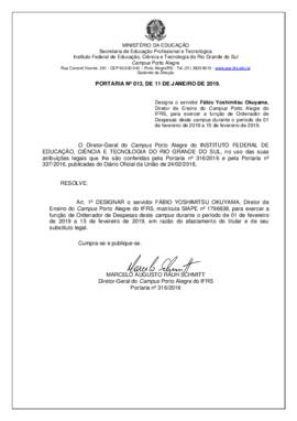 Portaria 013/2019