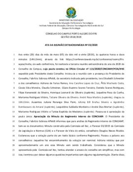 Ata 03/2020 - Reunião Extraordinária