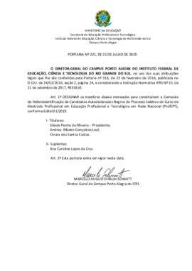 Portaria 221/2019
