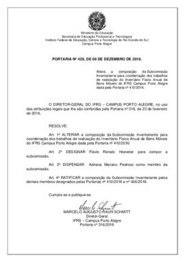 Portaria 429/2016