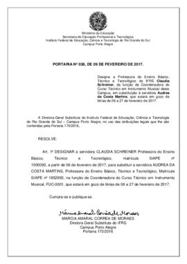 Portaria 038/2017