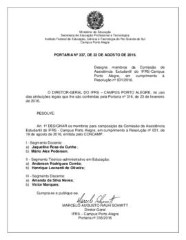 Portaria 337/2016