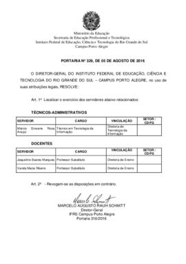Portaria 329/ 2016