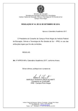 Resolução 44/ 2016