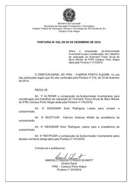 Portaria 426/2016
