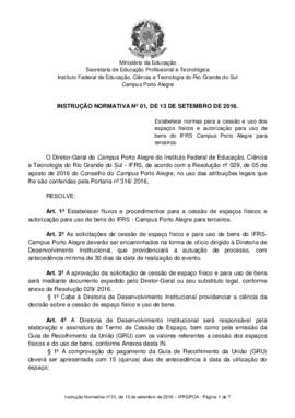 Instrução Normativa 01/ 2016