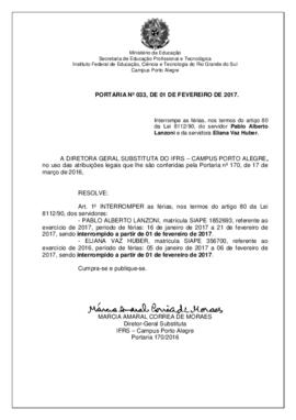 Portaria 033/2017