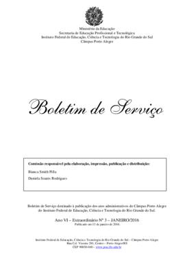 Boletim de serviço extraordinário 03/ 2016