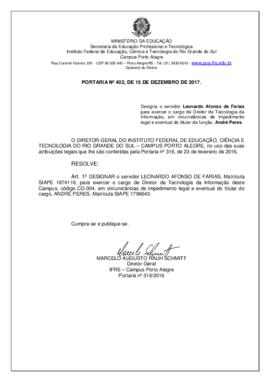 Portaria 402/2017 - revogado