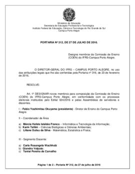Portaria 312/ 2016