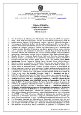 Ata 05/2017 - Reunião Ordinária