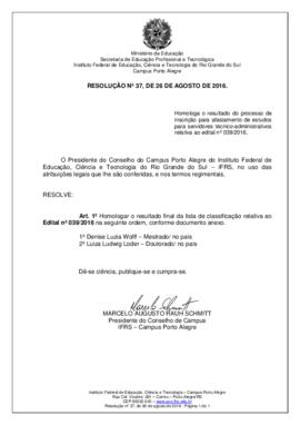 Resolução 37/ 2016