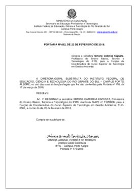 Portaria 052/2018