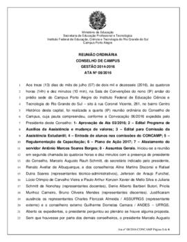 Ata 08/2016 - Reunião Ordinária