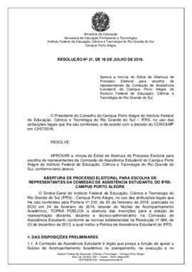 Resolução 21/ 2016
