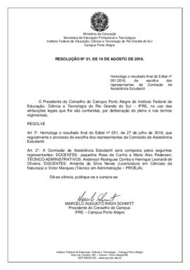 Resolução 31/2016