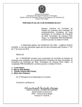 Portaria 043/2017