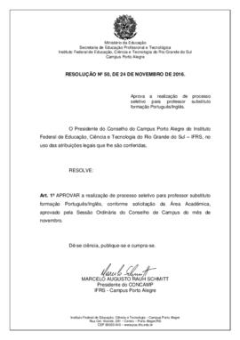 Resolução 50/2016