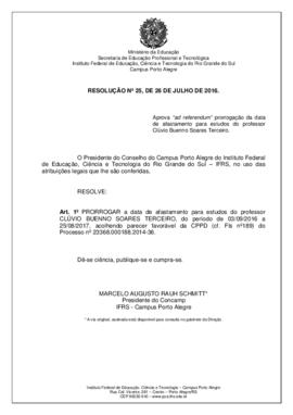 Resolução 25/ 2016