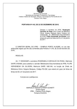 Portaria 445/2016